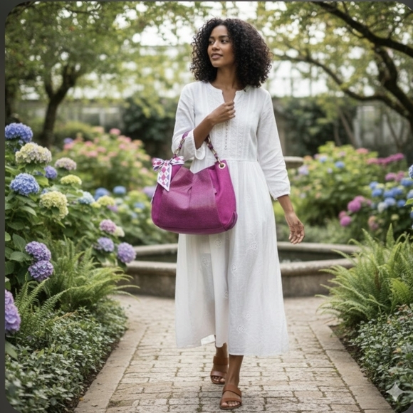 Vince Camuto Large Purple Leather Shoulder Crossbody Bag w/Dust Bag - Picture 3 of 17